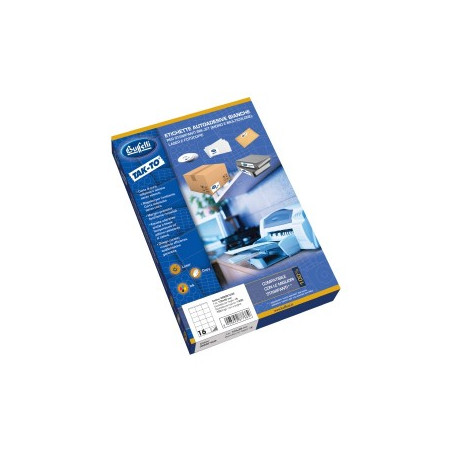 Etichette multifunzione - conf. 100 fogli - f.to 52,5x21,7 mm - angoli vivi senza margine - n. etichette per foglio 56