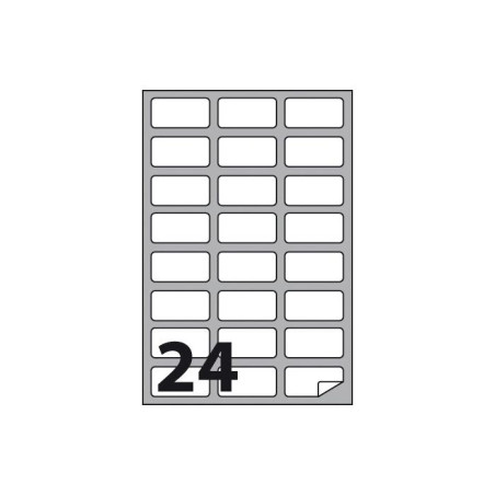 Etichette multifunzione - conf. 100 fogli - f.to 64x34 mm - angoli arrotondati con margine - n. etichette per foglio 24