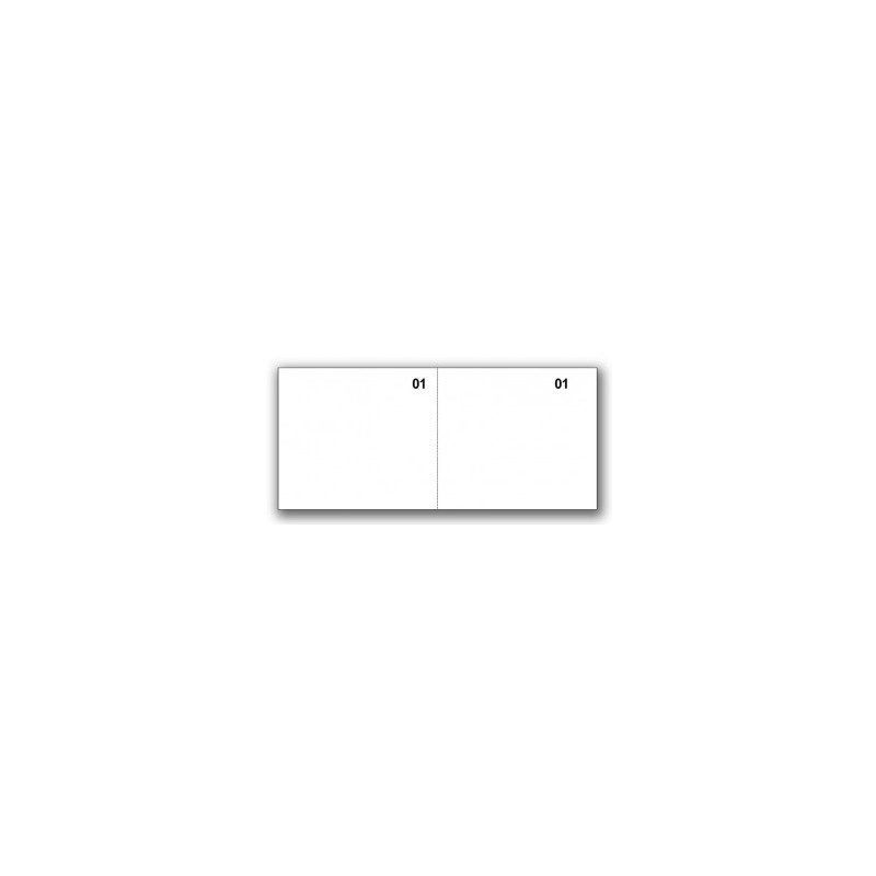 Scontrini numerati generici - Blocco 100 fogli bianchi - 2 tagliandi prenumerati - 5,8x13 cm