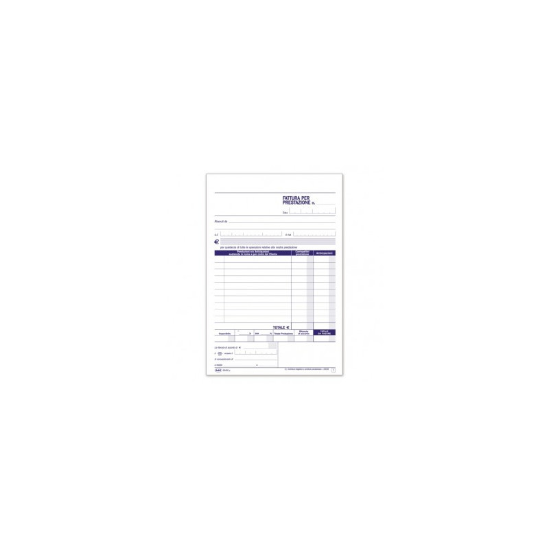 Fatture per prestazioni professionali - Blocco 50/50 fogli autoricalcanti - 21,5x14,8 cm