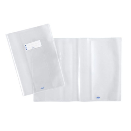 Copertina per quaderni - polipropilene - trasparente - 30x21 cm - extra spessore - etichetta portanome