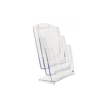 Porta Depliant in plastica trasparente a 3 scomparti - f.to A4