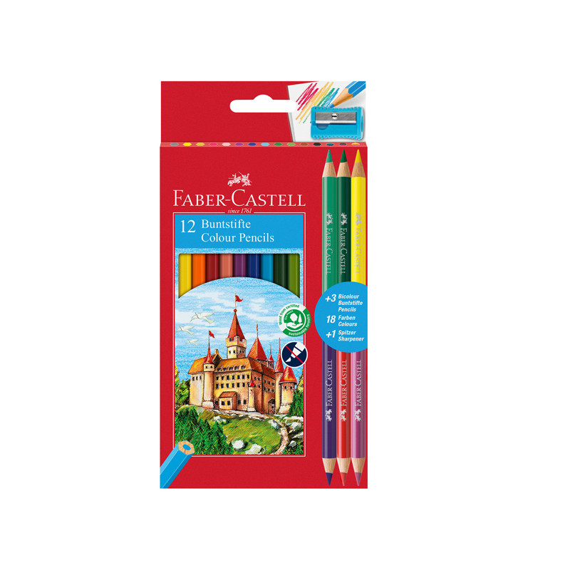 Matita colorata eco Il Castello+3 bicolor - diametro mina 3,00 mm - colori assortiti