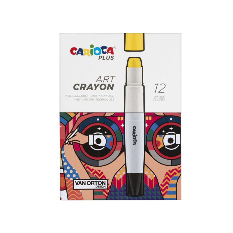 Astuccio 12 pastelli a cera - colori assortiti - Carioca Plus