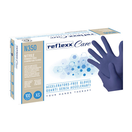 Conf 100 guanti nitrile ipoallergenici N350 - Senza Acceleranti - Blu