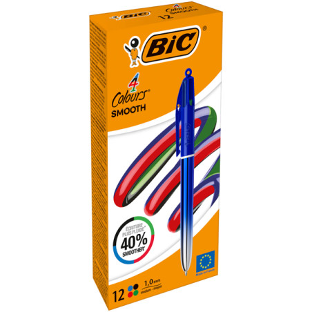 Scatola da 12 penne sfera a scatto 4 Colori Smooth - Punta 1.0mm