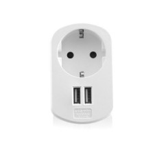 Adattatore Schuko+2usb 3.1a Protezione Da Sovracorrente