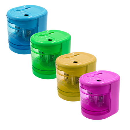 Temperamatite elettrico 4306 con contenitore - 2 fori - colori assortiti