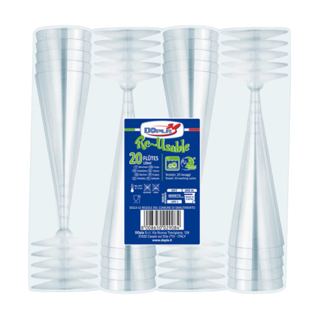 Conf 20 Bicchieri flutes Diamant monouso Dopla