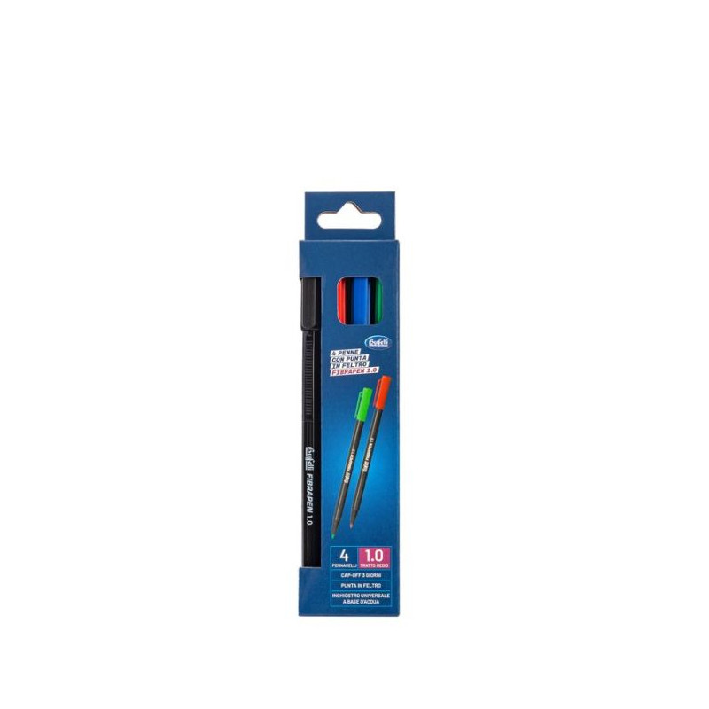 Set 4 Pennarelli punta in feltro da 1 mm - nero, blu, rosso, verde