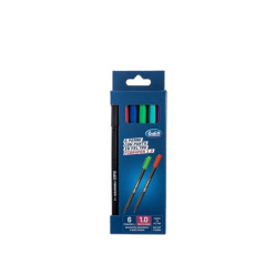 Set 6 Pennarelli punta in feltro da 1 mm - nero, blu, rosso, verde, viola, azzurro