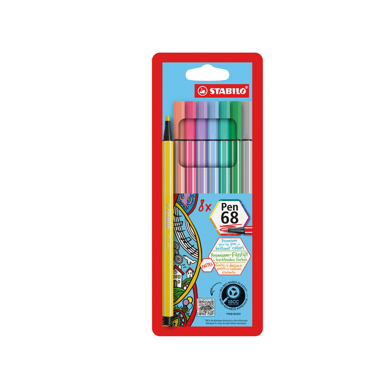 Astuccio 8 Pennarelli Pen 68 - colori assortiti pastello