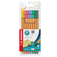 Astuccio 8 Pennarelli Fineliner Point 88 - tratto 0,4 mm - colori assortiti pastel