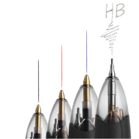 Penna a sfera a scatto multifunzione 4 Colors - con portamine ricaricabile con mine HB da 0,7mm - nero, blu, rosso