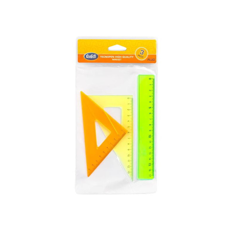 Miniset 3 Pz (2 Squadre+1riga) Fluo Trasparente.