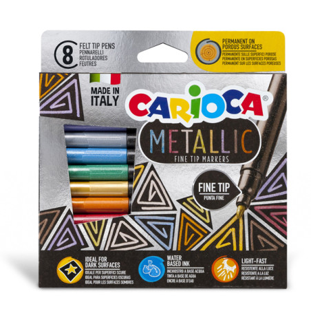 Scatola 8 Pennarelli Metallic - punta fine - colori assortiti