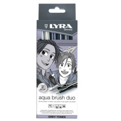 Astuccio 6 Pennarelli Aqua Brush Duo - Scala di Grigio