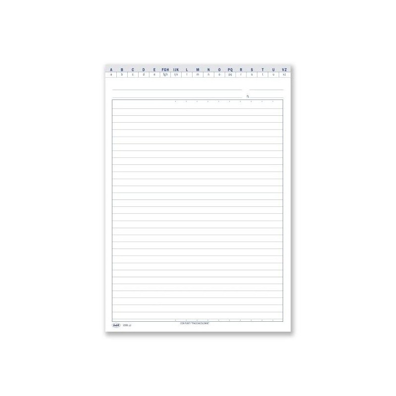 Scheda a righe con punti traccia-colonne e naselli a/z - cartoncino da 200 gr. - 24X17 cm
