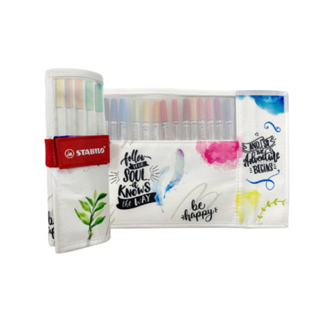 Rotolo 18 pennarelli Stabilo Pen 68 Brush - colori assortiti