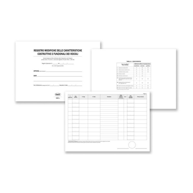 Registro Modifiche caratteristiche tecniche e funzionali dei veicoli - 32 pagine