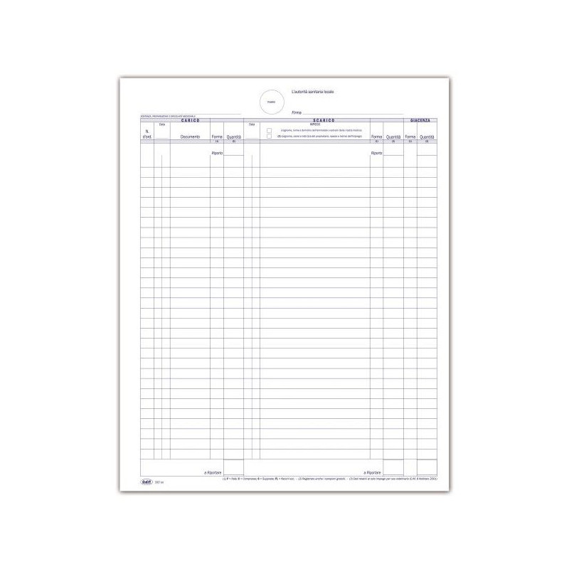 Registro Carico/Scarico stupefacenti - 104 pagine prenumerate