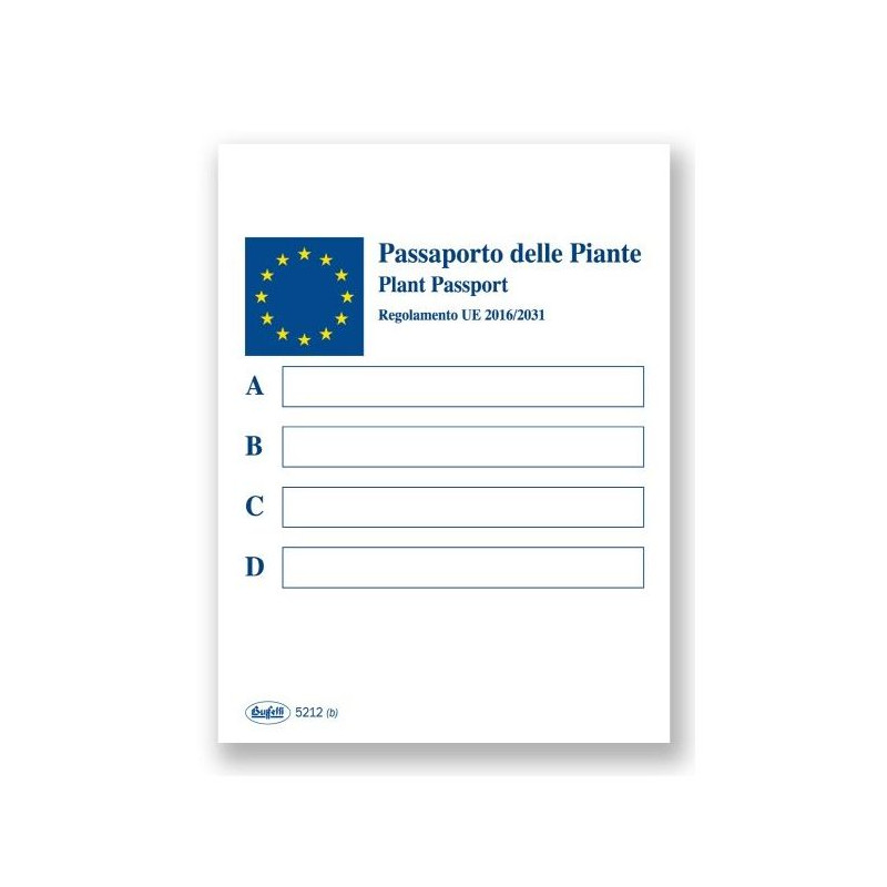 Passaporto delle piante - per produttore originario - Scheda da 240 gr. - 10,5x8 cm