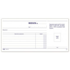 Ricevute per operazioni esenti da IVA - Blocco 50/50 fogli autoricalcanti - 10x21,5 cm