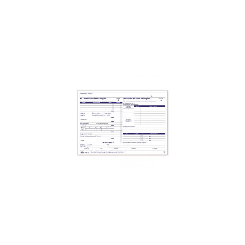 Libretto controllo lavori a domicilio (mod. ufficiale) - Blocco 25/25 fogli autoricalcante - 14,8x21,5 cm