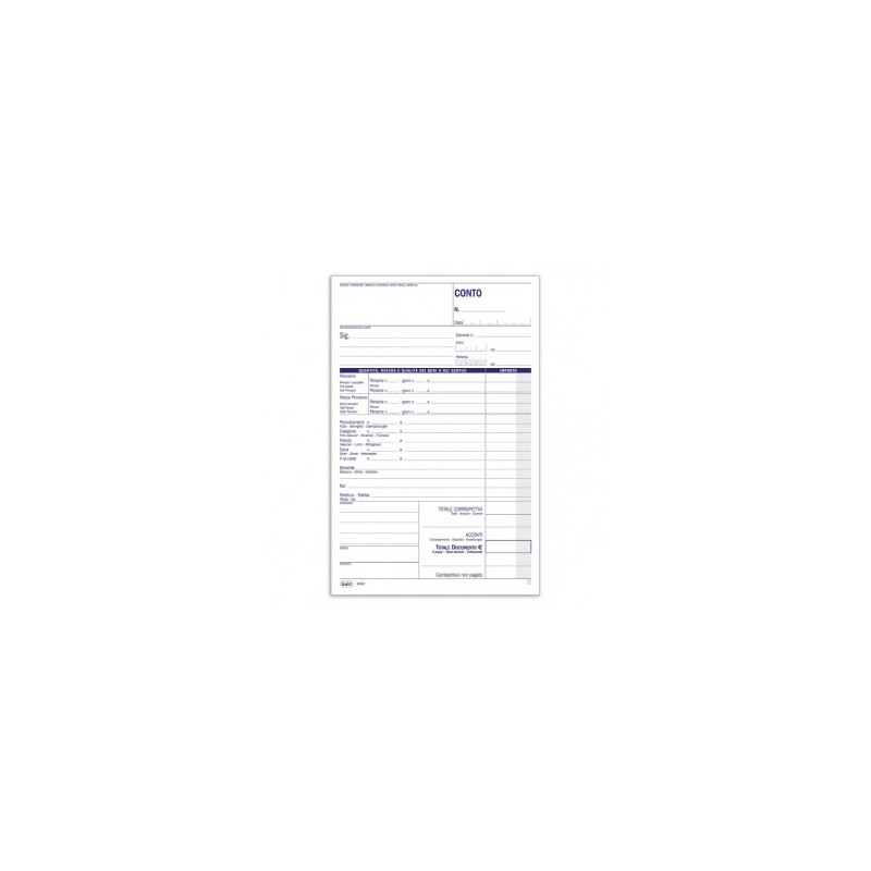 Conti albergo e pensione per uso interno - Blocco 50/50 fogli autoricalcante - 21,5x14,8 cm