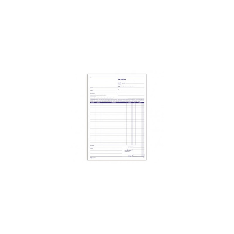 Fatture a 1 aliquota - Blocco 50/50 fogli autoricalcanti - 29,7x21,5 cm