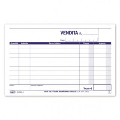Scontrini numerati con descrizione - Blocco 50/50 fogli autoricalcante blu - 10x16,8 cm