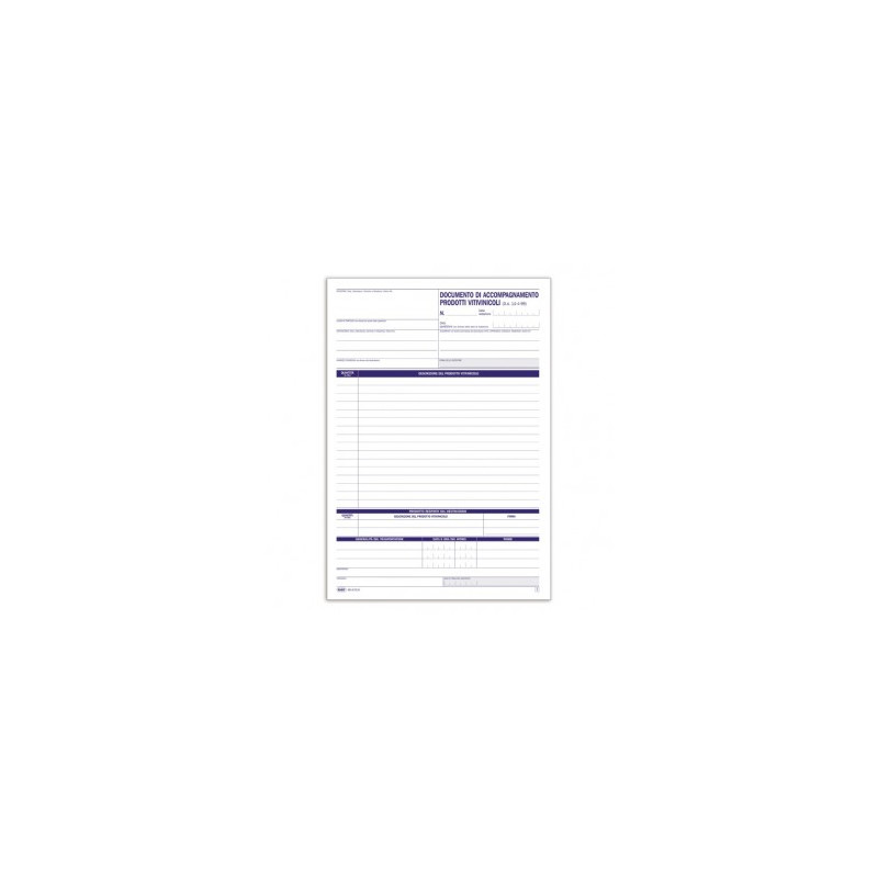 Documento accompagnamento prodotti vitivinicoli - Blocco 33/33/33 fogli autoricalcanti - 29,7x21,5 cm