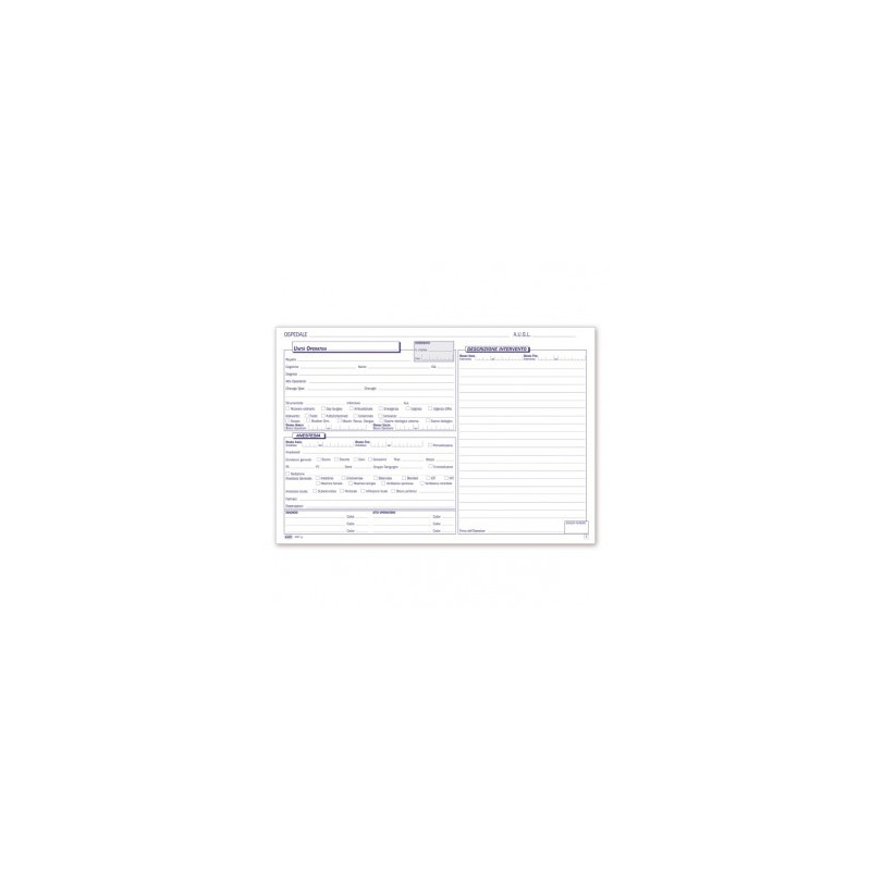 Registro operatorio - Blocco 50/50 fogli autoricalcante - 29,7x21,5 cm