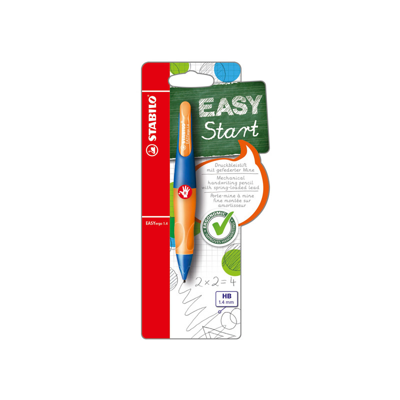 Portamine Easyergo - 1,4mm + 3 mine - per destromani - fusto arancio/blu