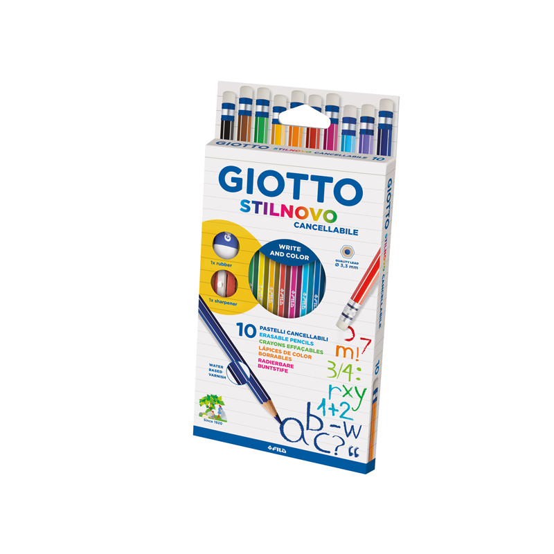 Astuccio 10 Pastelli Colorati Stilnovo - Diametro Mina 3,3 Mm - Cancellabile con Gomma - Colori Assortiti
