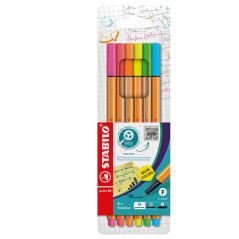 Astuccio 6 Pennarelli Fineliner Point 88 - tratto 0,4 mm - colori assortiti neon