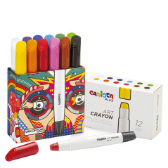 Astuccio 12 pastelli a cera - colori assortiti - Carioca Plus