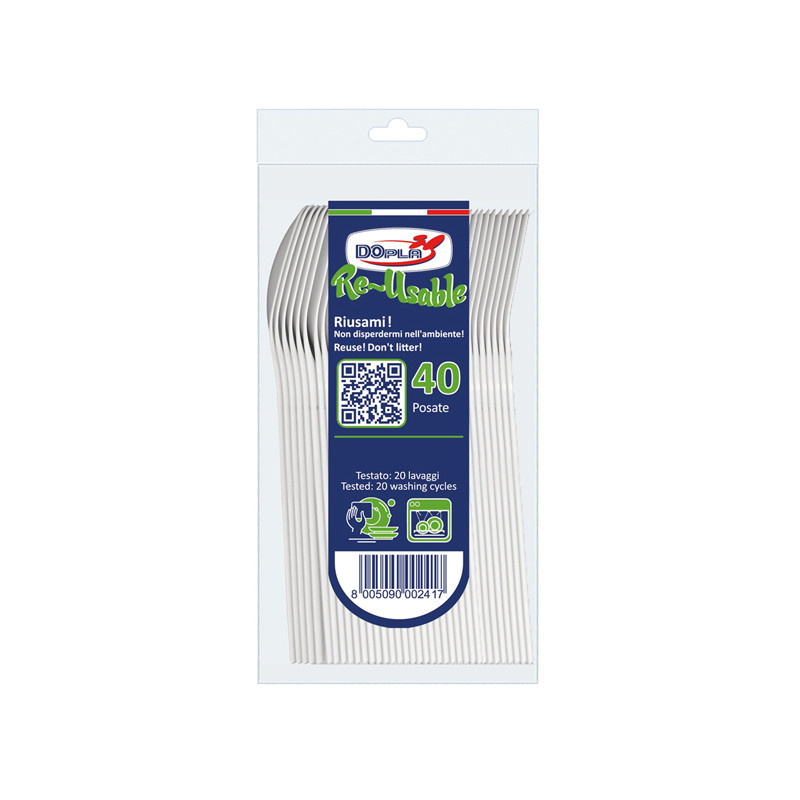 Conf 40 Cucchiaini dessert Compact in PS Reuse 12,5cm trasparente Dopla