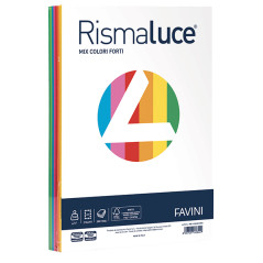 Carta RISMALUCE - Formato A4 - 140gr - Confezione da 200 Fogli Mix 6 Colori