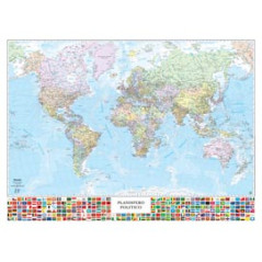 Carta Geografica Murale Planisfero C/bandiere 132x97cm Belletti